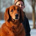 Émilie avec son setter irlandais